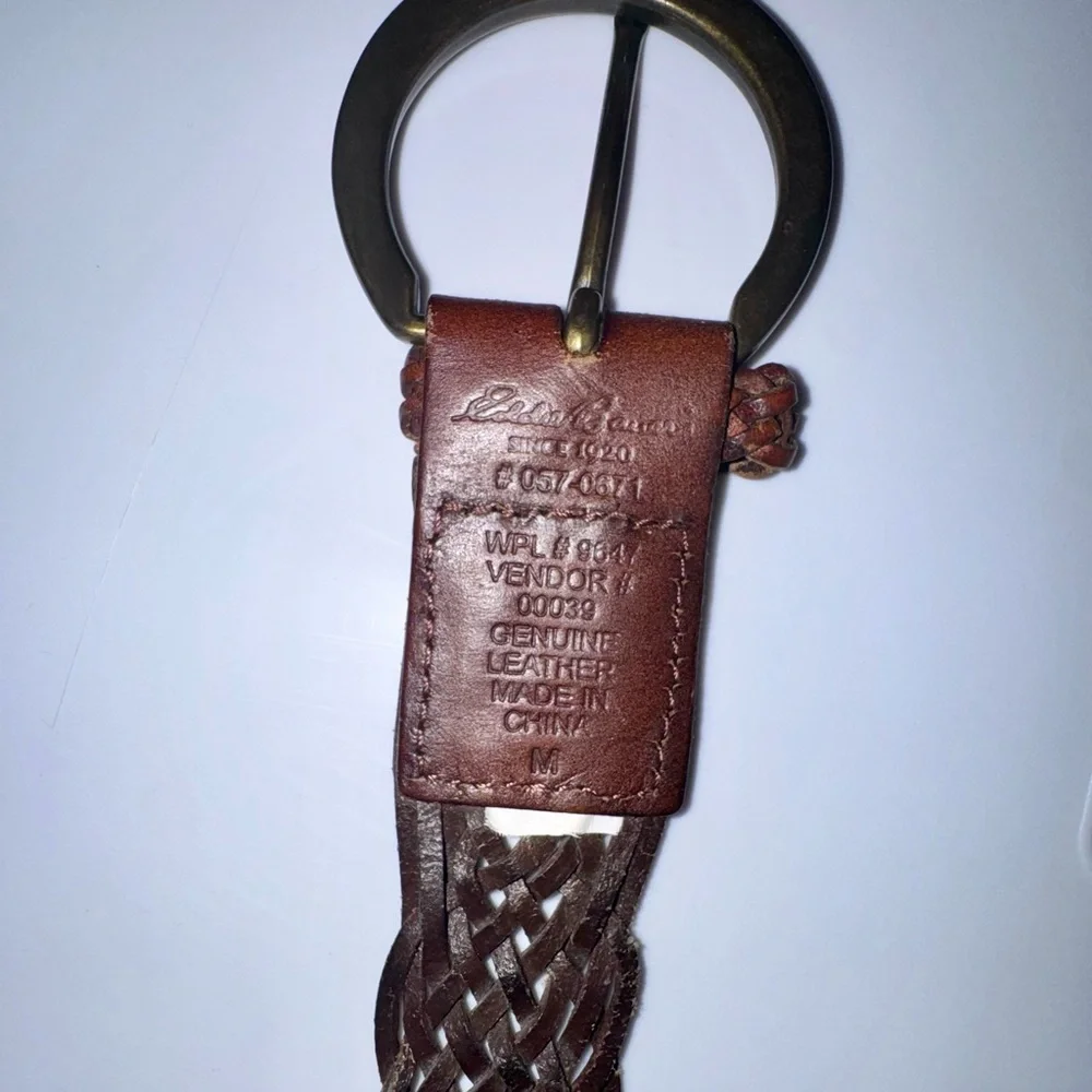 Eddie Bauer Brown Woven Leather Belt with Brass-Tone Round Buckle - Picture 7 of 7